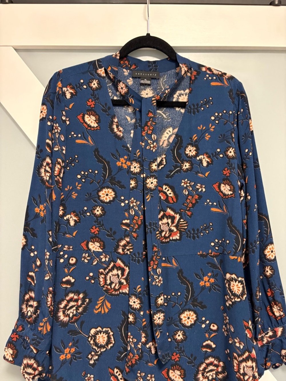 Anthropologie- Sanctuary Blue Floral V-Neck Mini Dress - Picture 5 of 10
